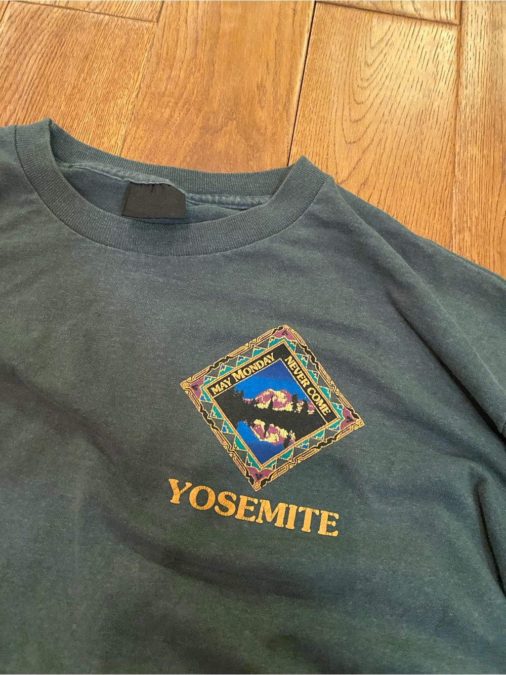 1990 single stitch Yosemite Graphic Tee - Dark Green with Gold Print
